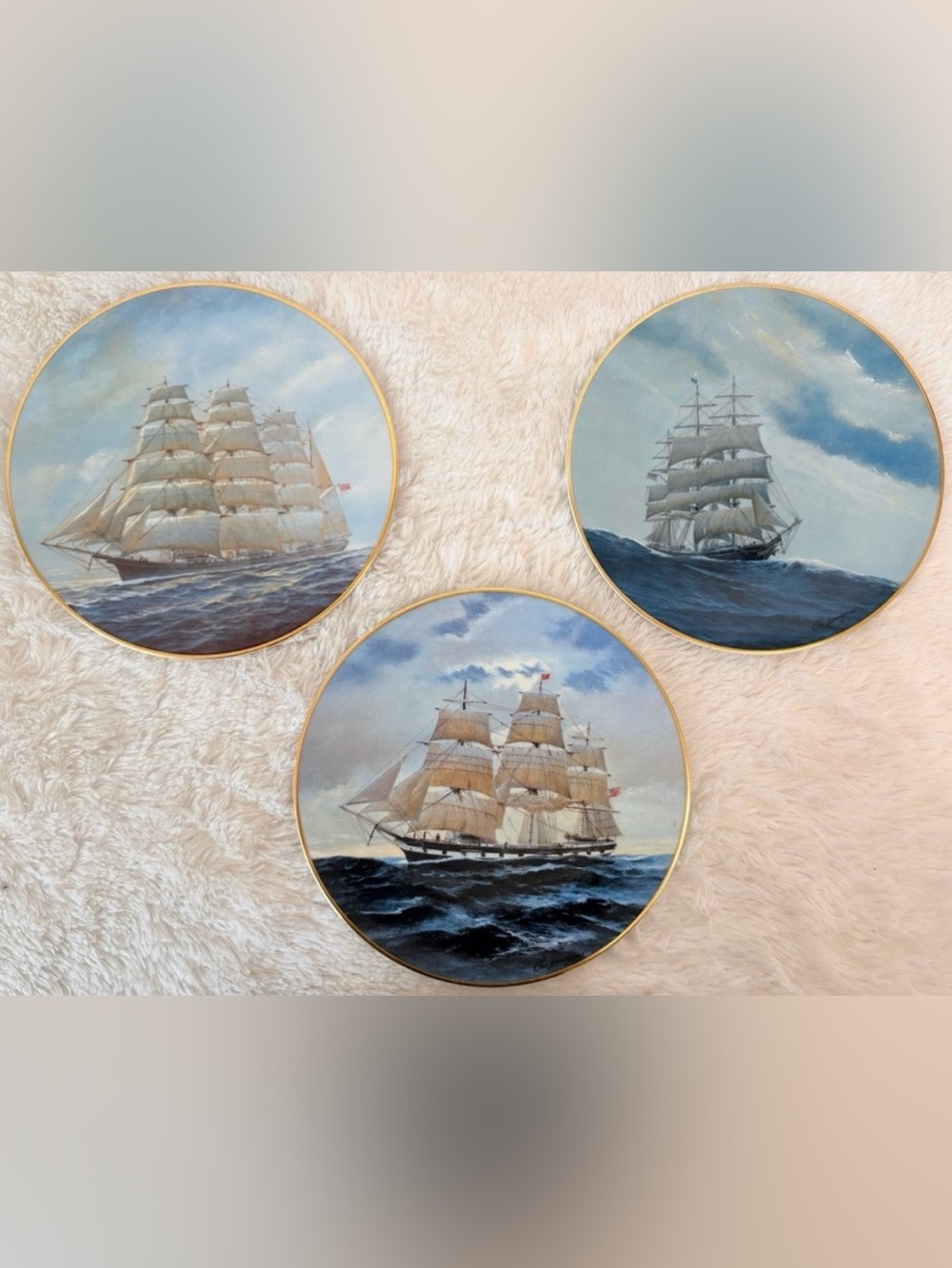 (3) Vintage 80s Charles Lundgren's Golden Age of Sail Clipper Ship Plates